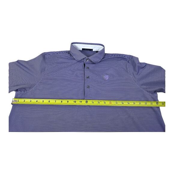 Greyson Saranac Polo Shirt Men XL Striped Golf Athletic Purple Performance - Picture 10 of 12